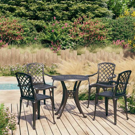 Ensemble de bistro 5 pcs-Salon de jardin bistro Aluminium coulé Noir 544887 (1/5)