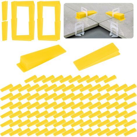 100 Cales carrelage, Système autonivelant, Réutilisables, Pour sol et mur, Précision pose (1/5)