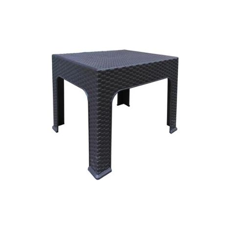 TAVOLINETTO BASSO EFFETTO RATTAN IN RESINA MARRONE