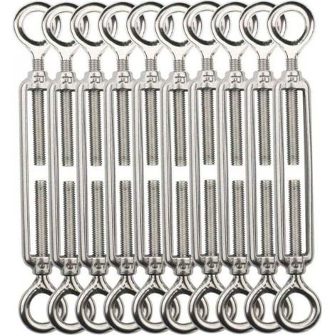 Tendeur de câble M8, Tendeur de câble en acier inoxydable 304 pour corde à linge, cintre, câble de corps -10 pcs. (1/4)
