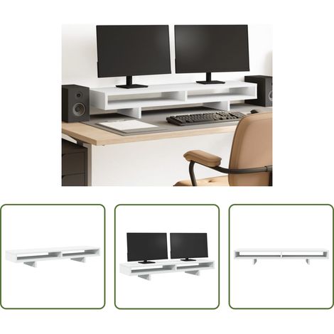 vidaXL Support écran bois d'ingénierie - Support de moniteur blanc 100x27x15 cm bois d'ingénierie (1/5)