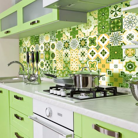 Sticker Mural Carrelage adhésif Cuisine Salle de Bain - 24 Stickers CARRELAGES AZULEJOS - 24 stickers 10x10cm (1/5)