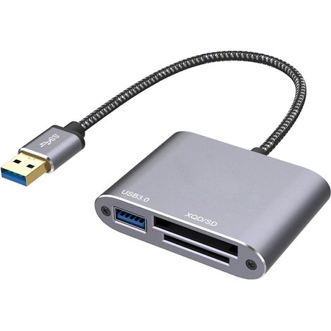 Lecteur de cartes portable USB 3.0 pour cartes SD XQD USB 3.0 avec conception 3 en 1 avancée (1/4)