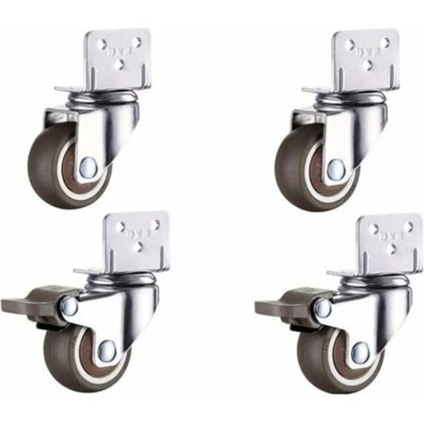Lenkrollen für Möbel – Kleine Räder mit Bremse – 32 mm – Leise Gummiräder – Verstellbare Rollen für Möbel und Pflanzenständer (1/4)