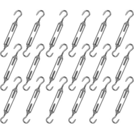 Lot de 18 Tendeur Cable INOX M6 Type CC, Tendeur Fil a Linge en Acier Inoxydable 304, Crochet de Ridoir Réglable pour Corde, Grillage, Voile d'Ombrage et Jardin (1/5)