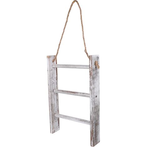Échelle Porte-Serviettes en Bois 3 Niveaux, 1 Pièce, Rustique (1/5)