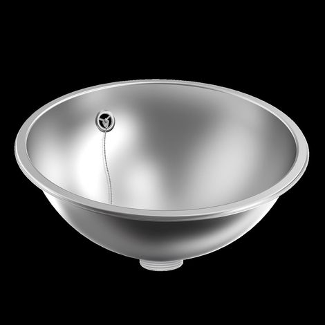 KWC Bassin rond, RONDO, acier inoxydable, Sdm, 387x155 mm, trop-plein, garniture de vidange et trop-plein (1/2)