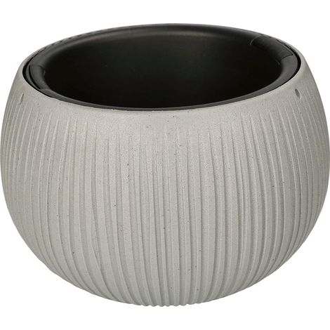 KOTARBAU Pot de Fleurs 240x160 mm Imitation Béton avec Motif de Vague + Pot Intérieur Style Moderne (1/4)