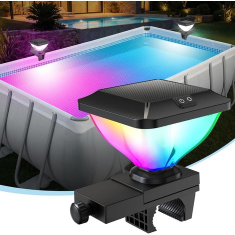 Lumiere Solaires pour Piscine Hors Sol à Cadre,Lampe Piscine Hors Sol RGB Spectacle de Lumières,Haute Luminosité,Arrêt Automatique après 5 Heures,Lumiere Piscine LED Étanches IP68-1 Pièce (1/5)