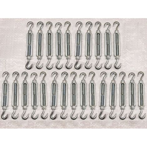 x25 M16 Galvanised Forged Straining Screw Hook And Hook - Caravan Turnbuckle Open Body (1/2)
