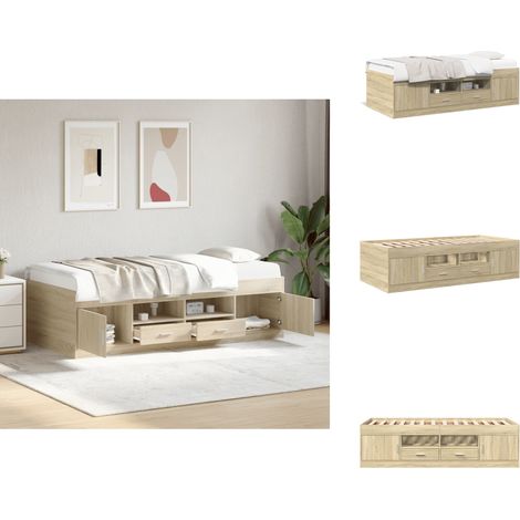 Tagesbett mit Schubladen ohne Matratze Sonoma-Eiche 100x200 cm - Tagesbett - Bettsofa - Holzbett - Schlafzimmermöbel - Sonnenoaken Möbel (1/5)