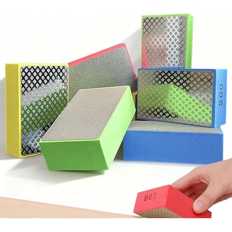 6 Pieces Diamond Hand Polishing Pads, Tile Sanding Wedge, Manual Diamond Polishing Pads, Diamond Sand Block, for Sanding, Polishing and Sharp Edges (1/5)