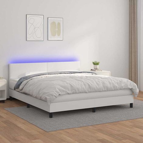 Sommier à lattes de lit avec matelas et LED Blanc 160x200 cm (1/5)
