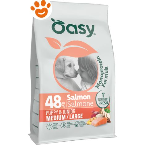 Oasy Dog Monoprotein Puppy Medium/Large Salmone - Sacco 10 Kg -
