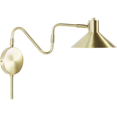 Lampada da parete con paralume in metallo oro regolabile a braccio lungo Baliem