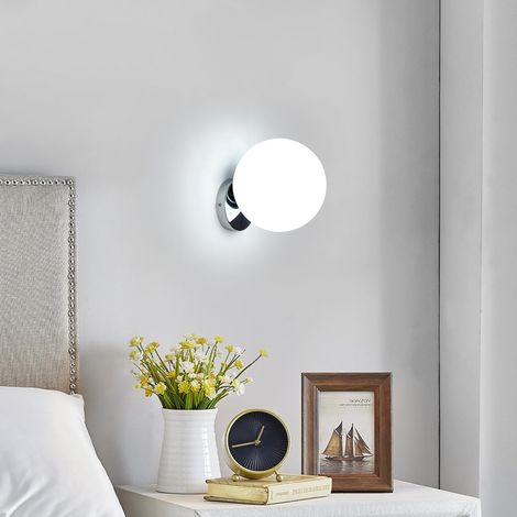 GOECO Applique Murale Design Sphère Chromée, Globe Ø20 cm, Douille E27 (Ampoules Non Incluses), Pour Salon, Chambre, Couloir (1/5)