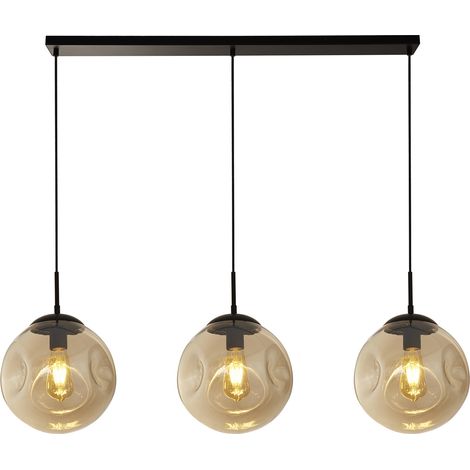 Searchlight Punch Lampadario a 3 barre luminose, nero, vetro punzonato champagne (1/5)