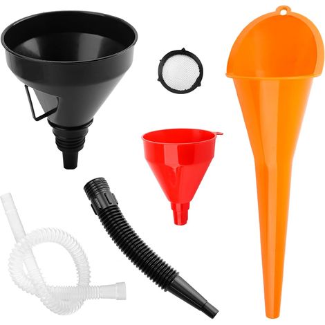 3 Pièces Entonnoir Carburant,Entonnoir Huile Moteur,Entonnoirs Essence avec Tuyau et Bec Amovible,Entonnoir Filtre,Universel Flexible Angle Droit Long Bec Entonnoirs pour Voiture,Atelier,Maison (1/5)