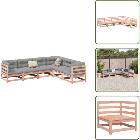 The Living Store 6-tlg. Garten-Sofagarnitur Massivholz Douglasie - Gartensofa - Douglasienholz - Gartenmöbelset - Loungemöbel - Outdoor Möbel (1/5)