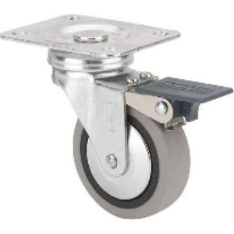 FPLUS rueda goma con placa 60 mm. con freno 79329 , Rueda de polipropileno con freno
Diametro rueda 60 mm.
Peso maximo. 45 KG.
Altura total     82 mm.
Placa  giratoria