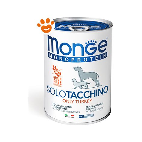 Monge Dog Monoprotein Adult Patè Solo Tacchino - Monge Dog Monoprotein Adult Patè Solo Tacchino - Lattina Da 400 Gr