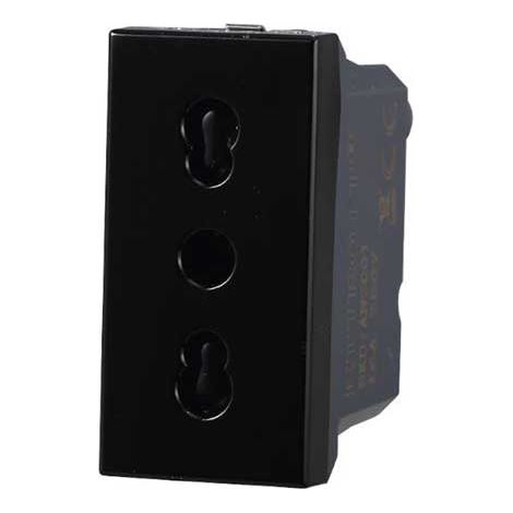 Italienische Steckdose kompatible Bticino Axolute 2P+T 10/16A schwarz Farbe Ettroit AN2001