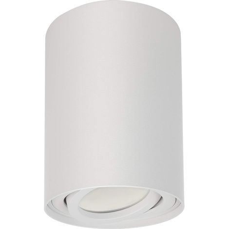 Plafonnier orientable en aluminium avec douille GU10 pour ampoules LED et halogènes jusqu'à 40 W Montage en saillie Blanc 1 pièce Rond (1/5)