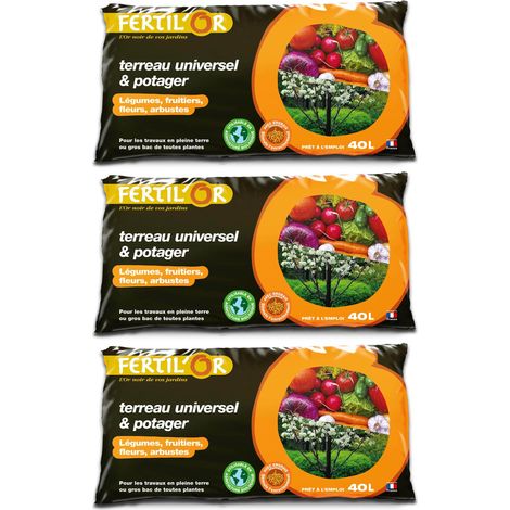 Terreau universel et potager pleine terre ou bac 40 litres Lot de 3 (1/4)