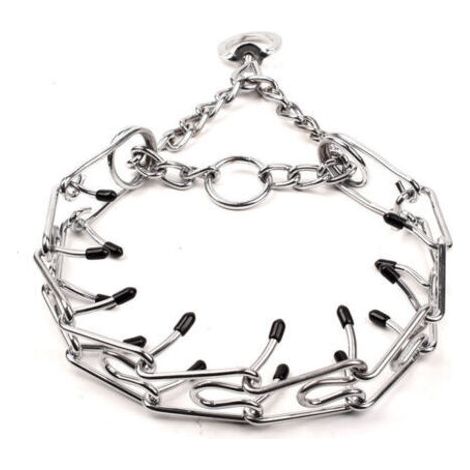 Collier de dressage pour chien : Chaîne métallique réglable avec embouts en caoutchouc, durable et efficace. (1/5)