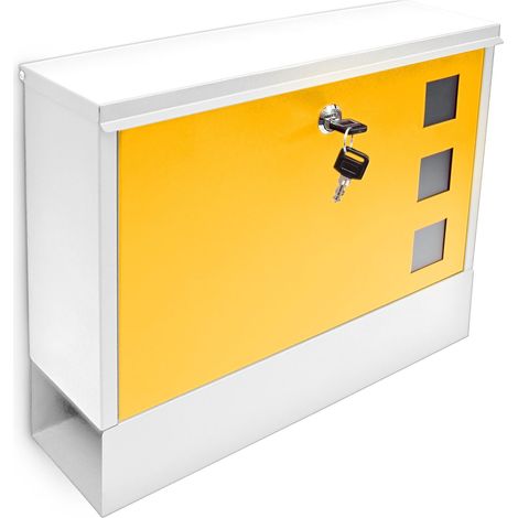 Moderna cassetta postale da parete con scomparto portagiornali 30 x 36 x 10 cm in metallo grigio 130005699