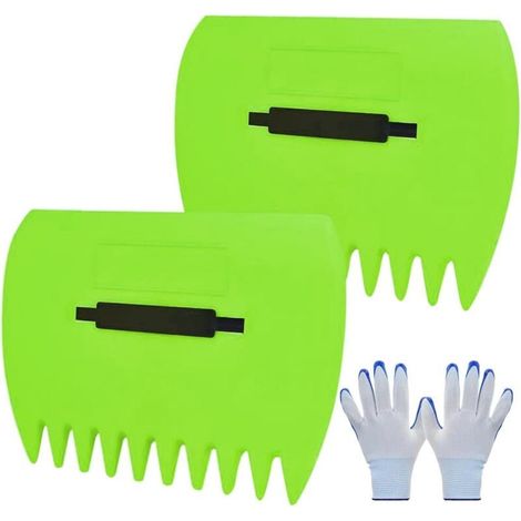 Laubbesen, wiederverwendbarer Handrechen mit Handschuhen, Mehrzweckzange, Krallen-Laubsammler (1/5)