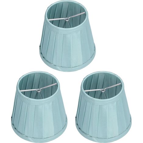 3 x Small Lampshades, 12 x 11 x 20.8 cm Clip on Pleated Fabric Lampshade for E14 Bulb, Replacement Lampshades for Bedside Table Lamps and Chandelier (Green) (1/5)