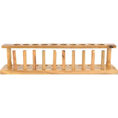 Porte-tubes en bois résistant et solide pour laboratoire chimique - Support à 6/8/10/12 trous (10 trous) (1/5)