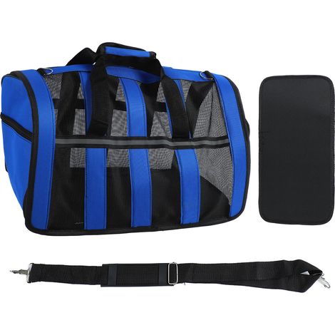 1 sac de transport pour chat, spacieux et entièrement pliable, avec fermeture éclair complète, bande réfléchissante, conception respirante, idéal pour voyages extérieurs (1/5)