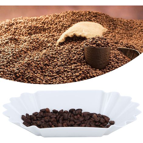 Plateau en plastique PP pour grains de café verts, plateau de torréfaction, plateau d'échantillons, plateau de présentation, plateau doseur pour tasse à torréfier (blanc) (1/4)
