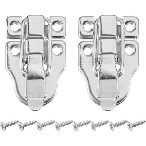 2 verrous de coffre - 58 x 40 mm, verrou métallique avec vis - pour boîtes à bijoux, armoires en bois - argent
