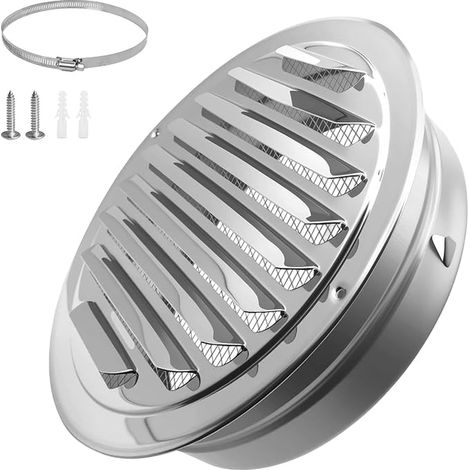 Round Stainless Steel Air Vent Grille with Mosquito Net for Kitchen, Bathroom, Extractor Hood, Garage, Fireplace (1/5)