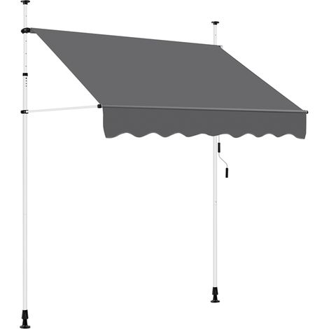Yaheetech Tenda da Sole Parasole per Balcone Veranda a Manovella Telo Retrattile Resistente ai Raggi UV Altezza Regolabile Senza Forare 200 x 120 cm/Grigio Scuro (1/5)