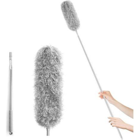 FENOPLASTICAPlumeau télescopique gris, extensible jusqu'à 250 cm, manche en acier inoxydable, adapté à un usage privé et professionnel (1/4)