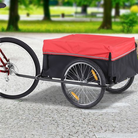 Remorque vélo porte-charges à 2 roues 140 x 88 x 60 cm, charge max. 40 kg, rouge DESVIAE (1/5)