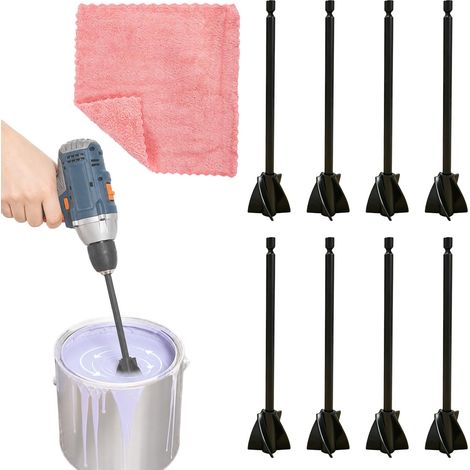 8 mélangeurs résine époxy, 4 pales, 16.5cm, pour perceuse 1/4 (1/5)
