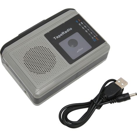 Lecteur de cassettes portable avec radio AM/FM, compatible avec 2 modes d'alimentation, noir et gris. (1/5)