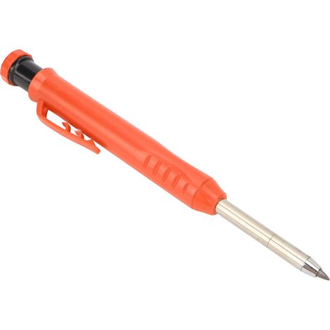 Portemine Mécanique de Menuisier avec Taille-Crayon, Crayon pour Trous Profonds, Marquage sur Métal et Plastique, Orange, Outillage Précision (1/5)