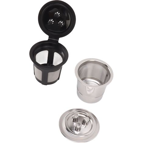 Lot de 2 filtres à café réutilisables à 3 trous en acier inoxydable, pour capsules de café rechargeables. (1/5)