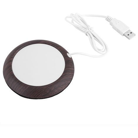 Lot chauffant USB pour tasse, dessous de verre bureau, réchaud à café thé, pad bois foncé veiné (1/5)