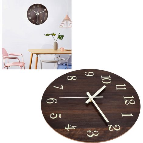 Horloge Murale Rétro Design 3D avec Mouvement Quartz Silencieux et Aiguilles Lumineuses pour Salon Cuisine Bureau (1/5)