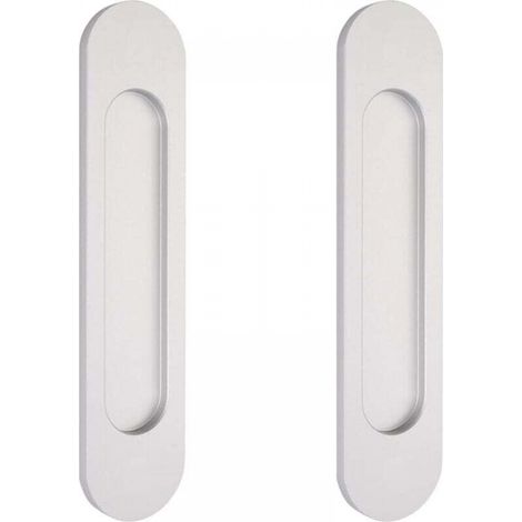 2 poignées de porte coulissantes ovales argentées de 15 cm autocollantes, poignées de porte affleurantes en aluminium, fenêtres sans perçage (1/5)