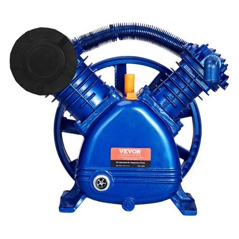 Tête de Pompe de Compresseur d'Air, 5,5 CV, Tête de Pompe à Piston Lubrifié à Huile 2 Cylindres, Débit 162 L/min 5,75 CFM à 90 PSI, en Fonte Type V 2 Étages avec Pression d'Air Maximale 185 PSI (1/3)