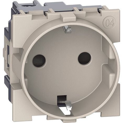 Prise Schuko 2P+T 16A 2 Modules BTicino Living Now K4141 Sable