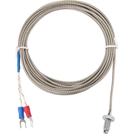 3M Length M6 BSW Screw Thread Temperature Measuring Probe K Type Thermocouple Cable